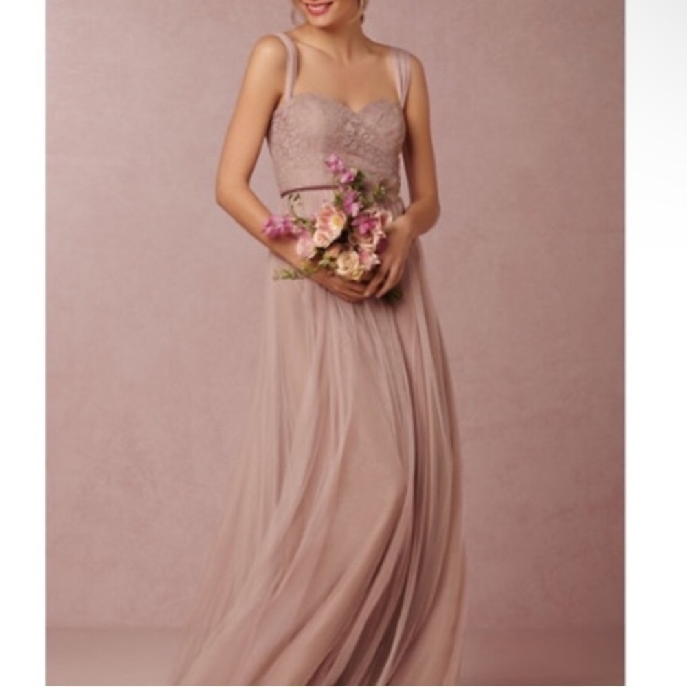 Jenny Yoo Pink A-line Long Maxi Lace Tulle Gown Convertible Bridesmaid Dress